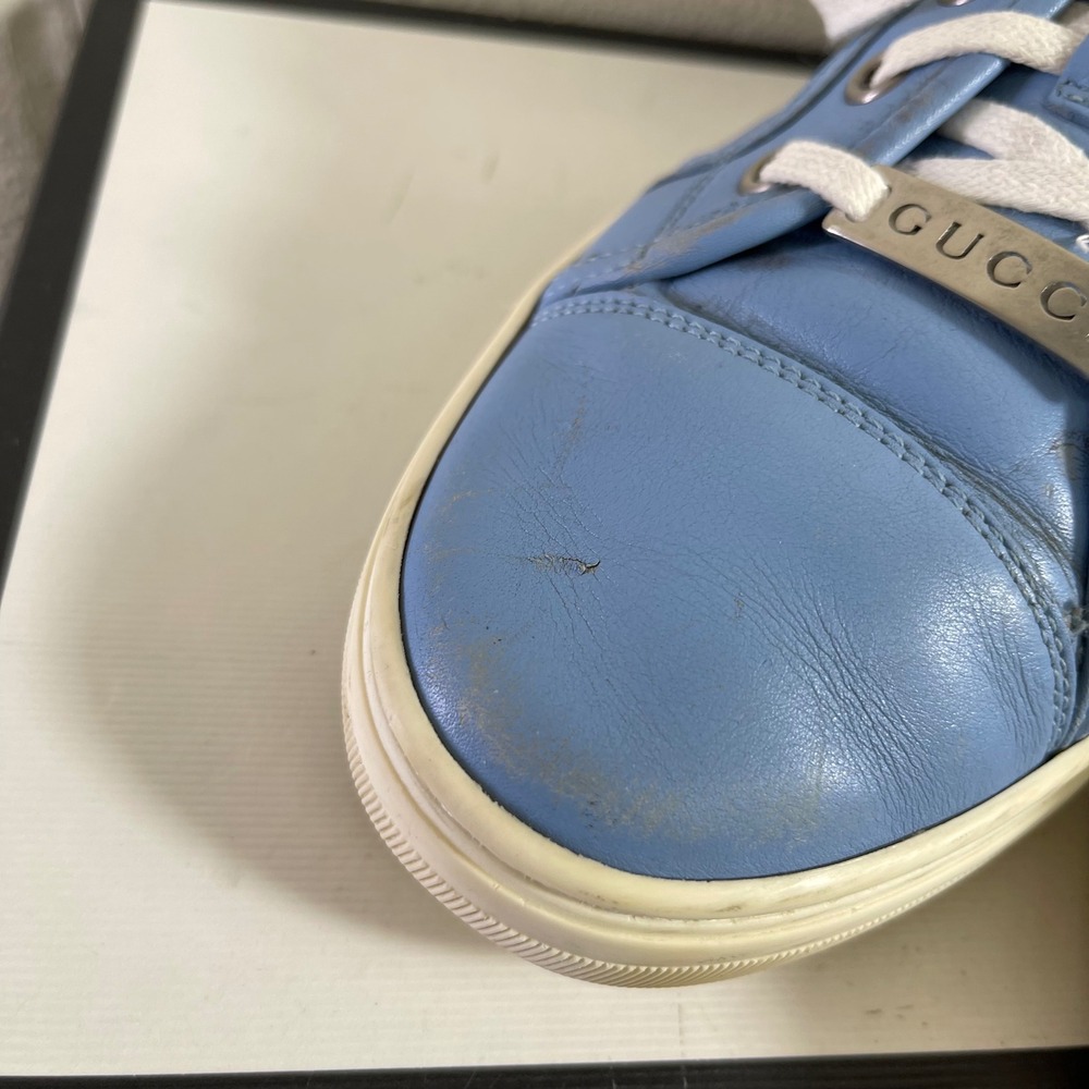 Gucci Women's Blue Leather Trainers Low Top Sneaker Lace up Size 36.5/6.5 US - Picture 12 of 13